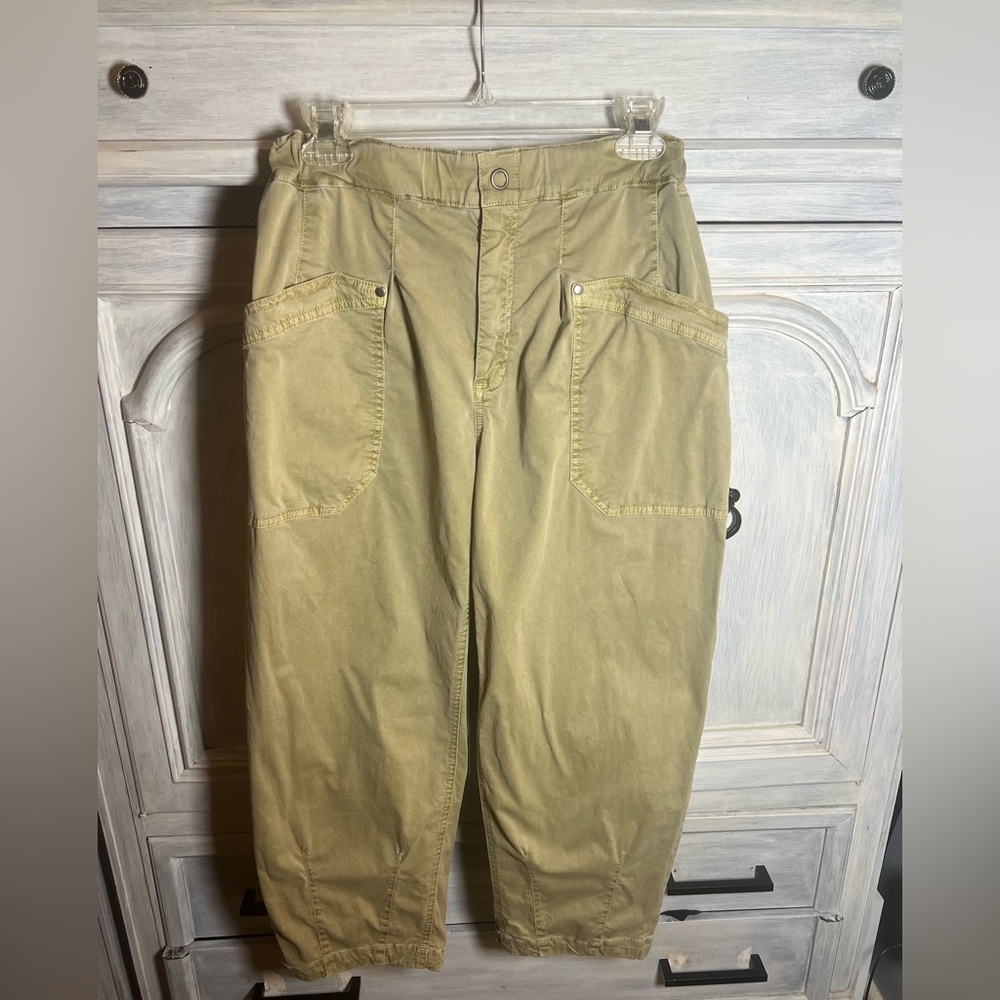 Anthropologie Baggy Utility Barrel Pants Khaki Cropped Slouchy‎